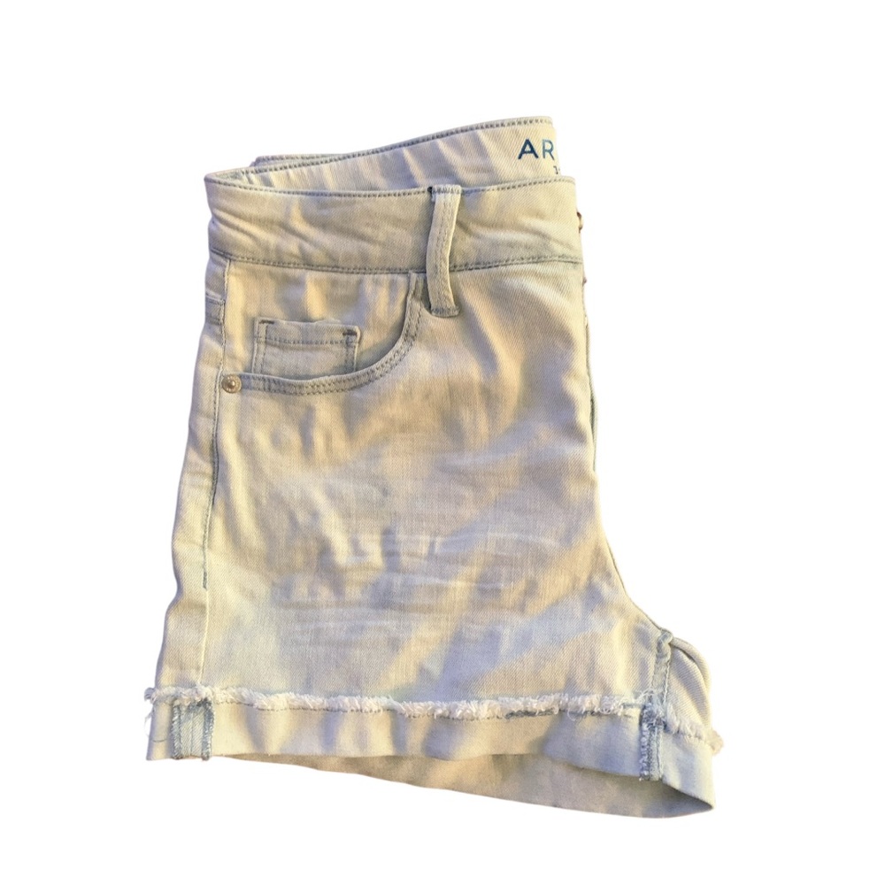 Arizona Button Fly Denim Shorts - Size 14 - Shortie Style Adjustable Waist NWT - Picture 3 of 8